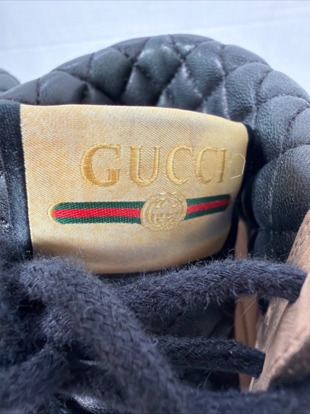 Gucci APOLLO CALFSKIN GG SUPREME NAPPA SAMOA QUILTED LACE UP ANKLE BOOTS 36.5 - Picture 9 of 16